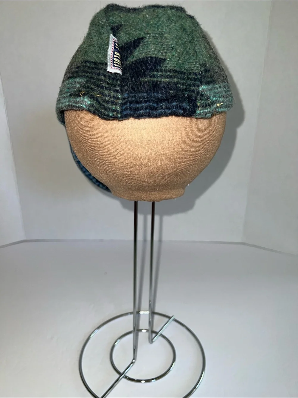 S F Blues Vintage Patchwork Wool and Denim Cap with Logo Patch - Green/Blue